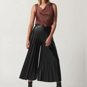 Joseph Ribkoff Culotte Faux Leather Pleated Wide Leg Pleated Crop NWT